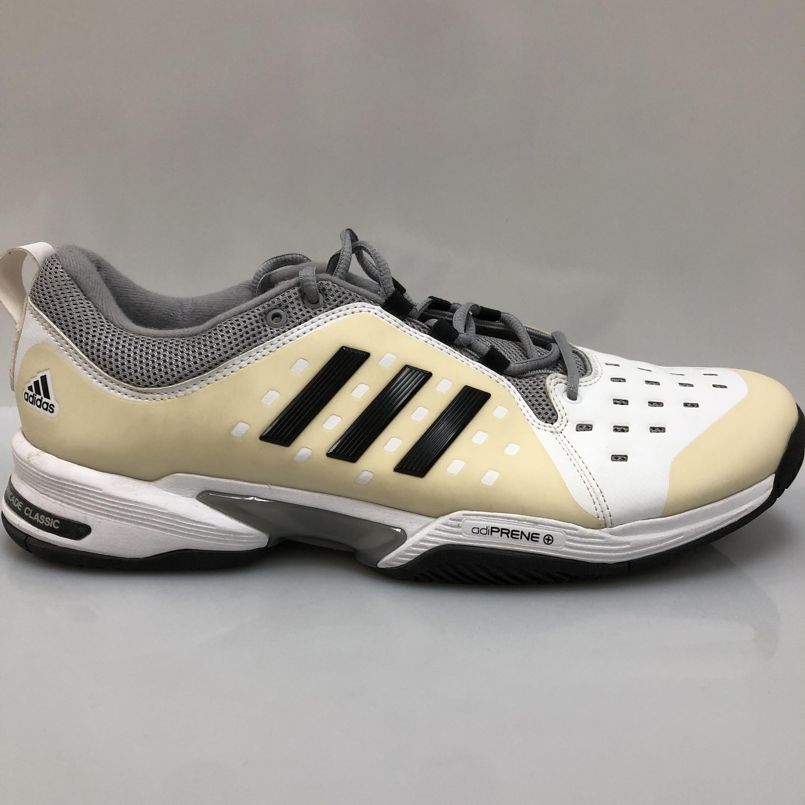 Adidas Barricade Classic Shoes Mens Size 14 White Gray Tennis Wide 4E BY2920 NEW