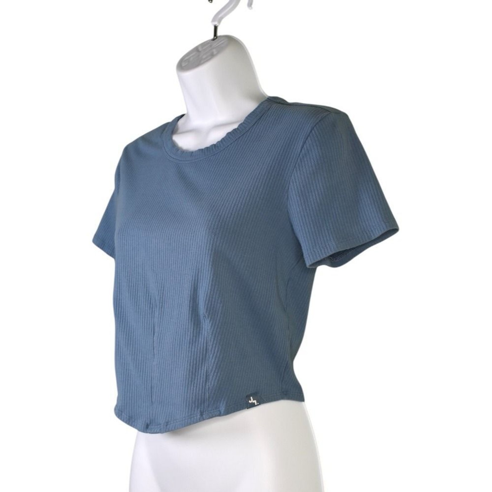JoyLab Blue Ribbed Crop Top Tee Short Sleeve Activewear Medium Casual