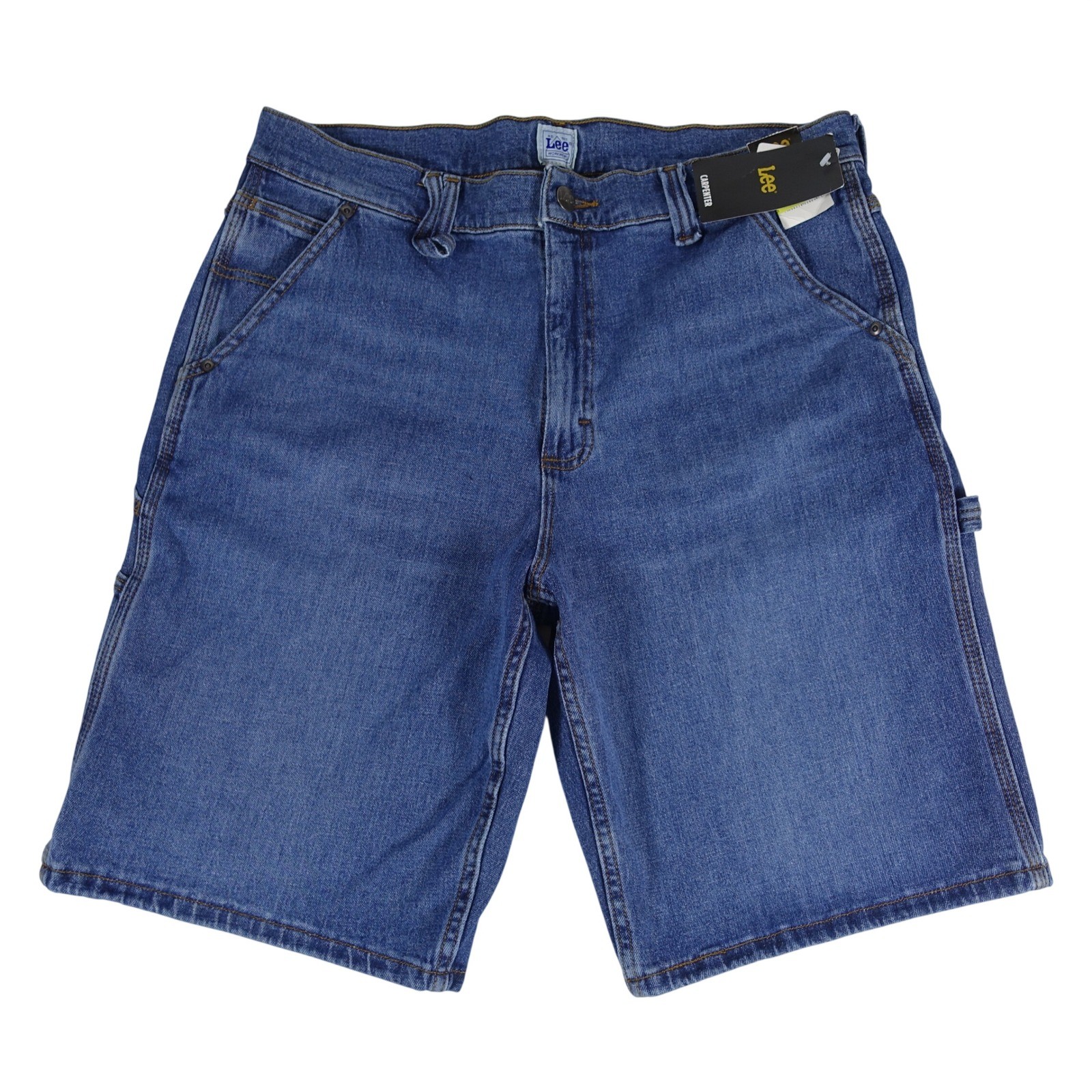 Lee Carpenter Denim Shorts Men 34 Blue Workwear Utility Hammer Loop New