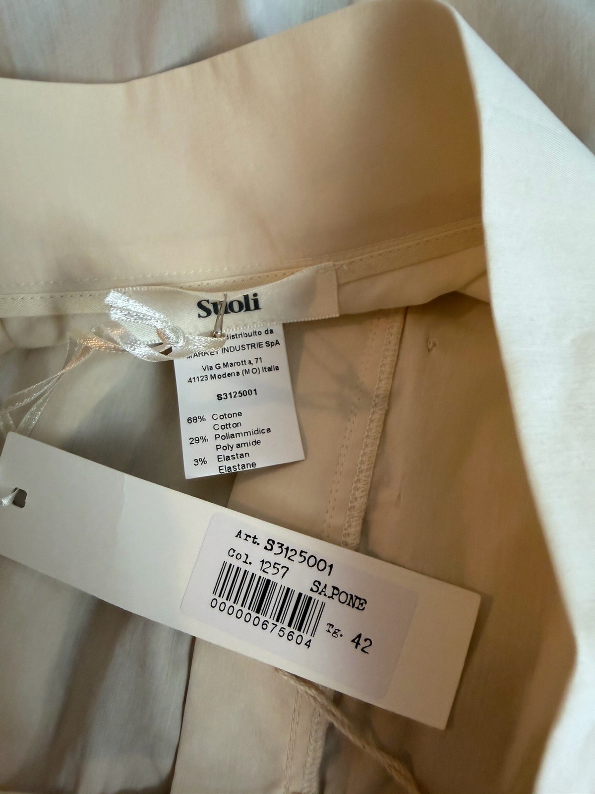 Suoli Made In Italy Colorblock Midi Skirt Button Closure Cotton Blend IT42 US 6