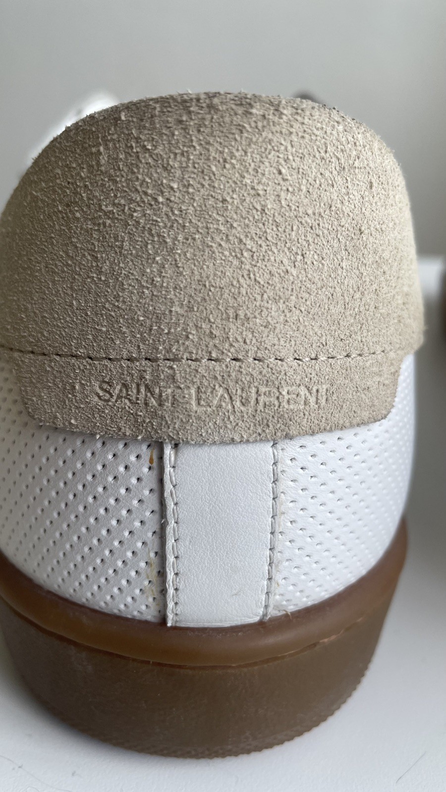 YSL Saint Laurent Men’s White Leather Sneakers Size 44.5 US 11.5