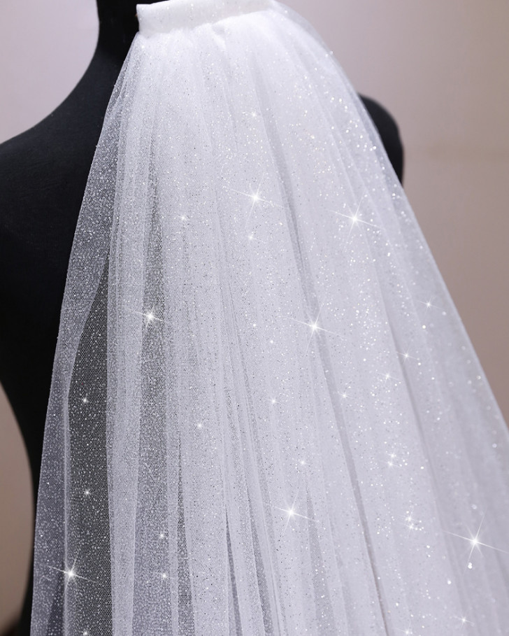 A-layer Female White Dragging Long Wedding Bridal Veil Photograph Glitter Veil
