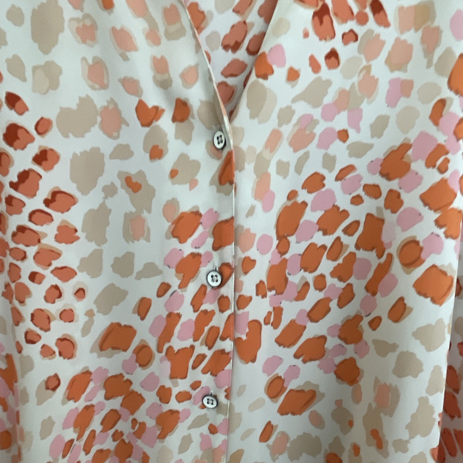CAbi XL Animal Print Leopard Chiffon Tunic Blouse Button Front Collared