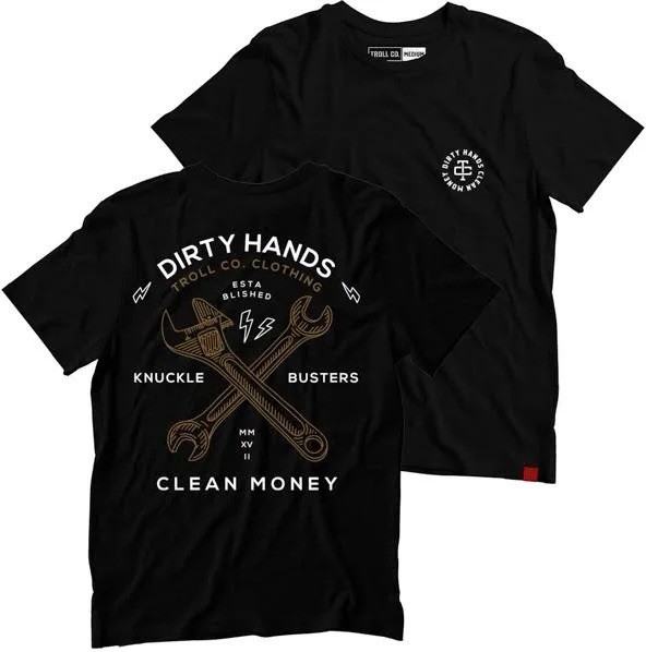 Troll Co Men’s 3XL Wrenches Short Sleeve T-Shirt Dirty Hands Clean Money NWT
