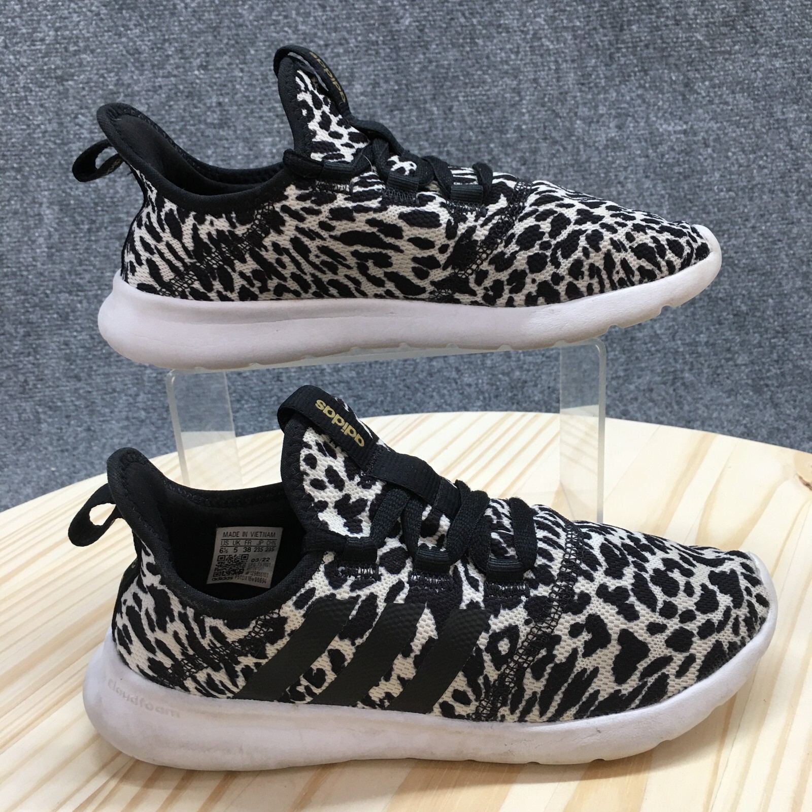 Adidas Shoes Womens 6.5 Cloudfoam Running Sneakers Multicolor Leopard GW4347