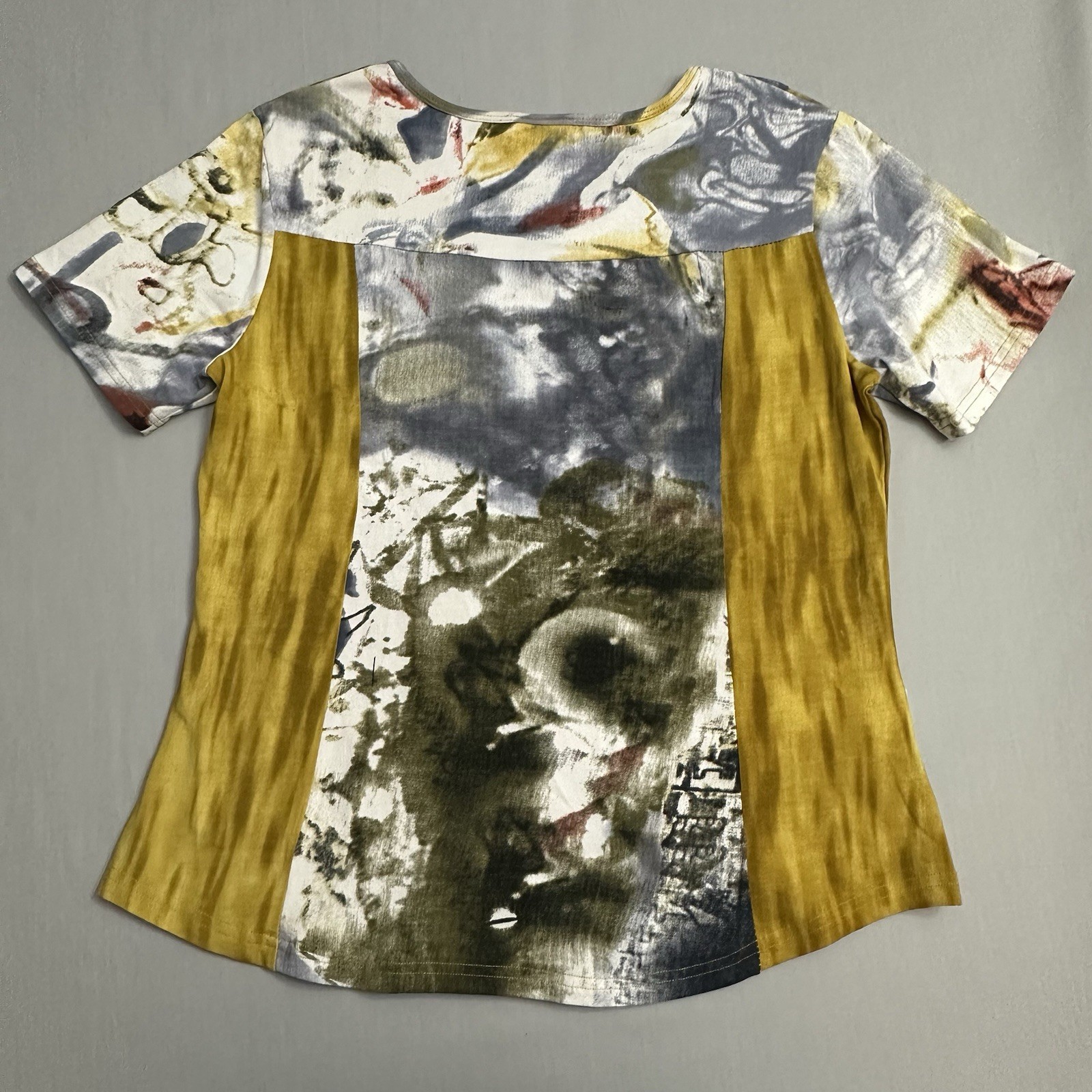 Parsley & Sage Top Womens Small Petite Sp Mixed Print Cotton Stretch India Shirt