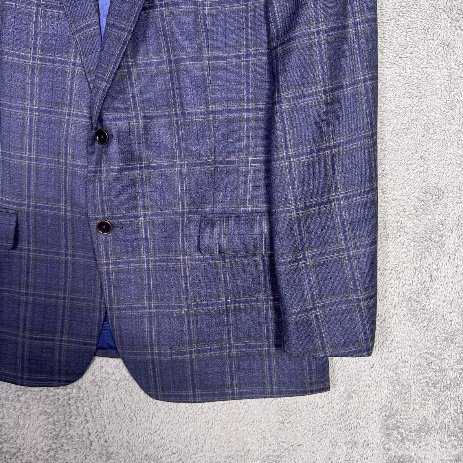 Hart Schaffner Marx Blazer Mens 46L Guabello Sobrius Wool Windowpane Sport Coat