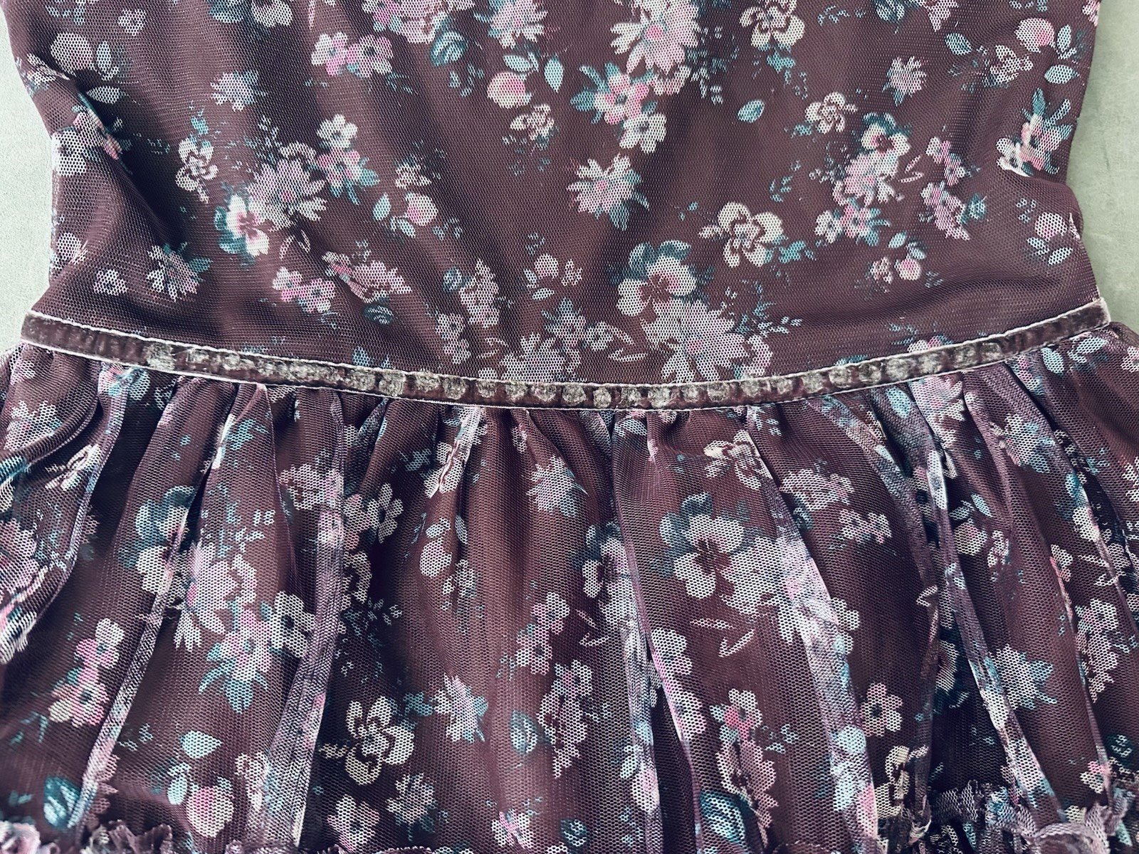 EUC Zenzi Floral Lined Tiered Dress Purple Wedding Flower Girl Large 10/12