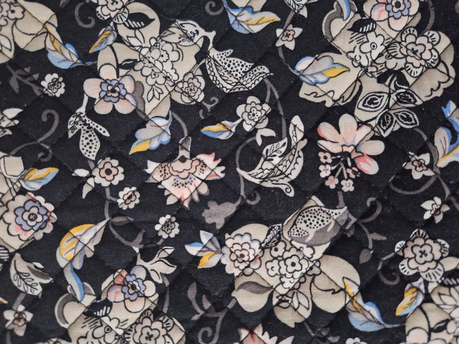 Vera Bradley Crossbody Purse Black/Blue/Beige Floral Adjustable Shoulder Bag