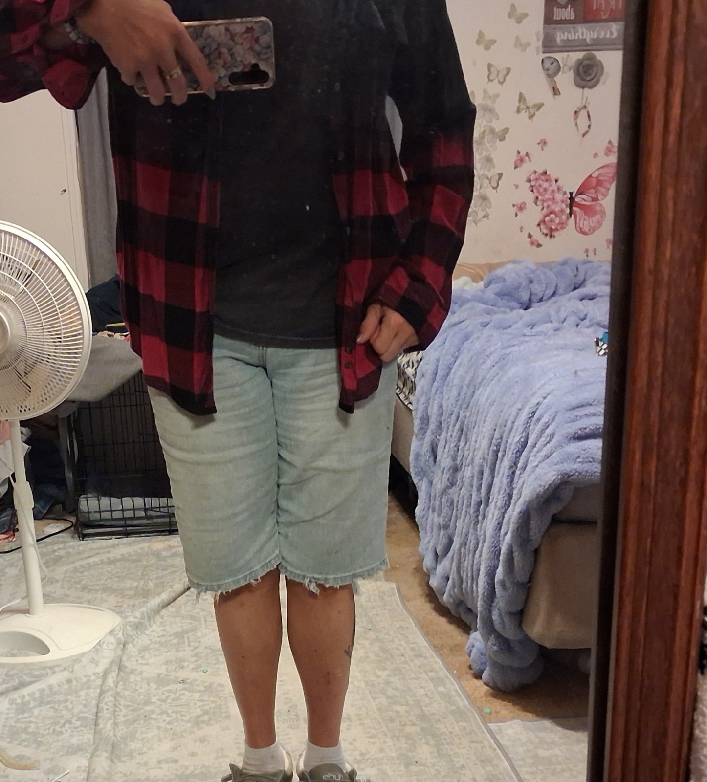 Fusia And Black Color Dipped Flannel