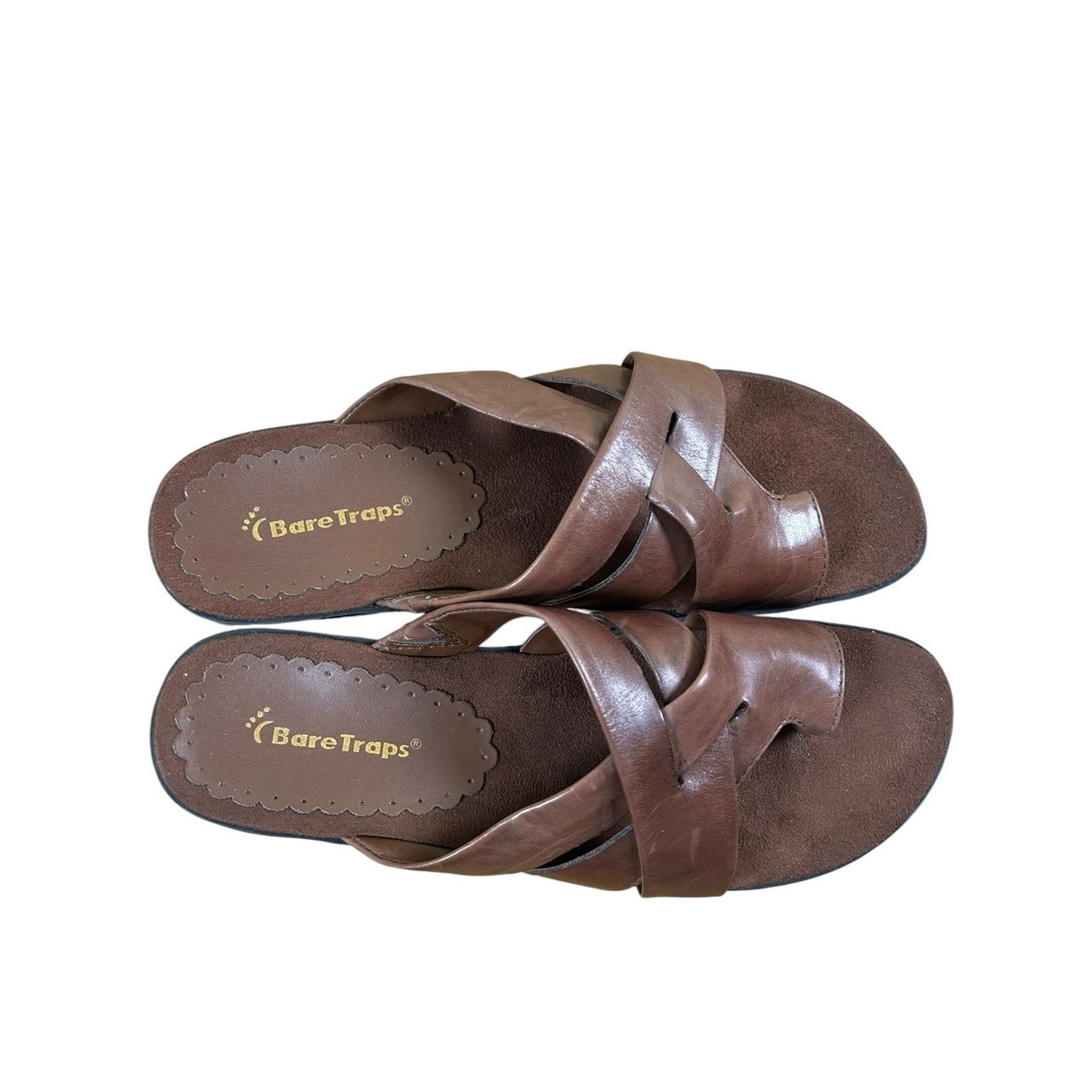 BARETRAPS Outsmart Brown Toe Loop Comfort Sandals Platform Slides 8.5 NWOT