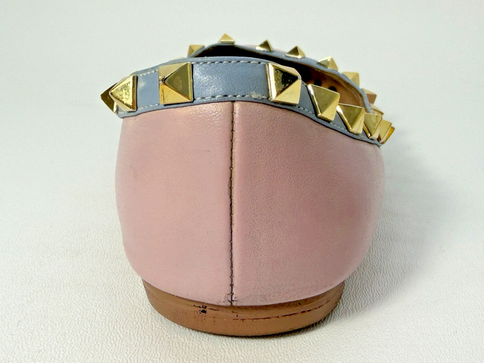 Valentino Garavani Pink Leather Rockstud Studded Pointed Toe Ballet Flats US 8