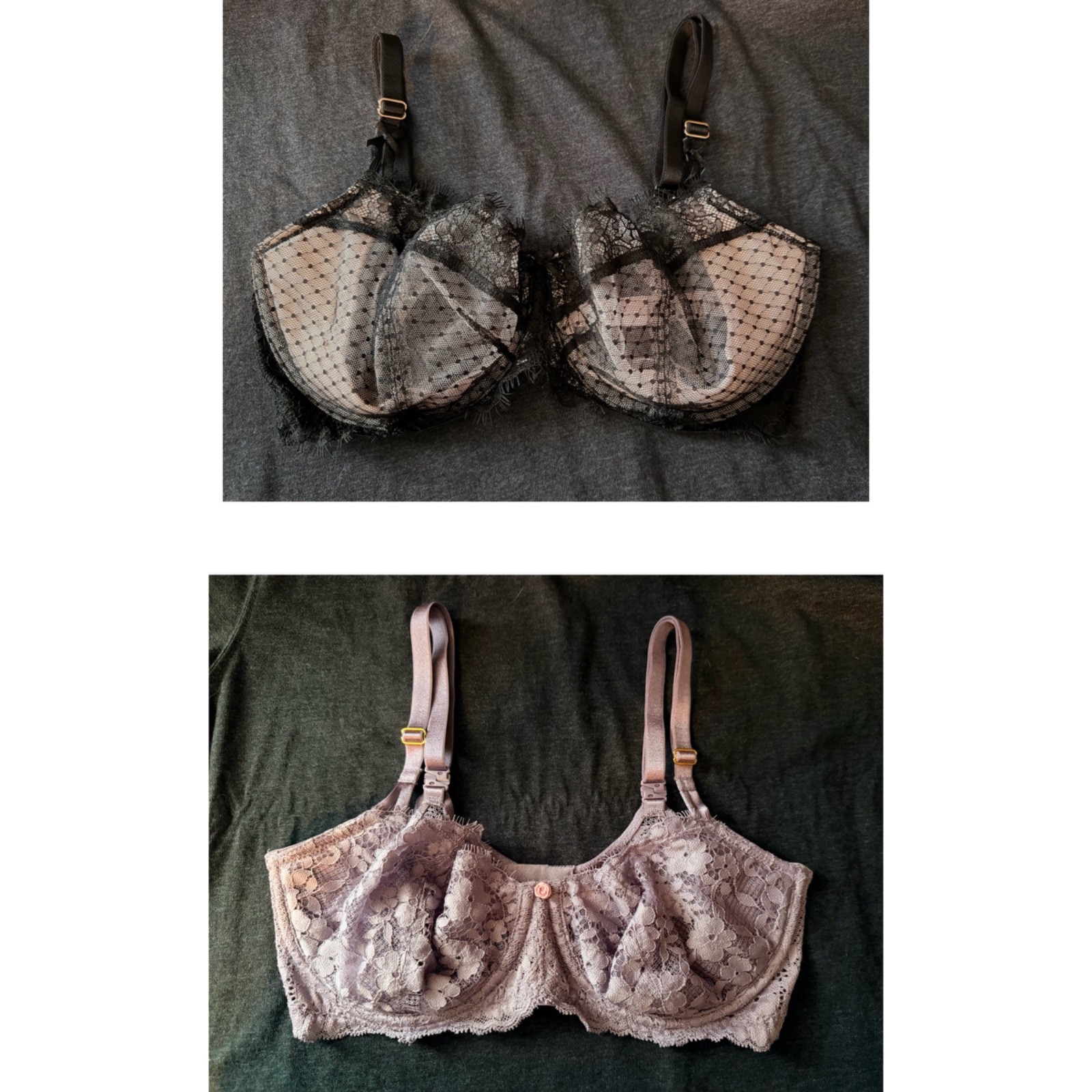 Dream Angels Wicked Unlined Lace Balconette Bra 32DD 2 Pack