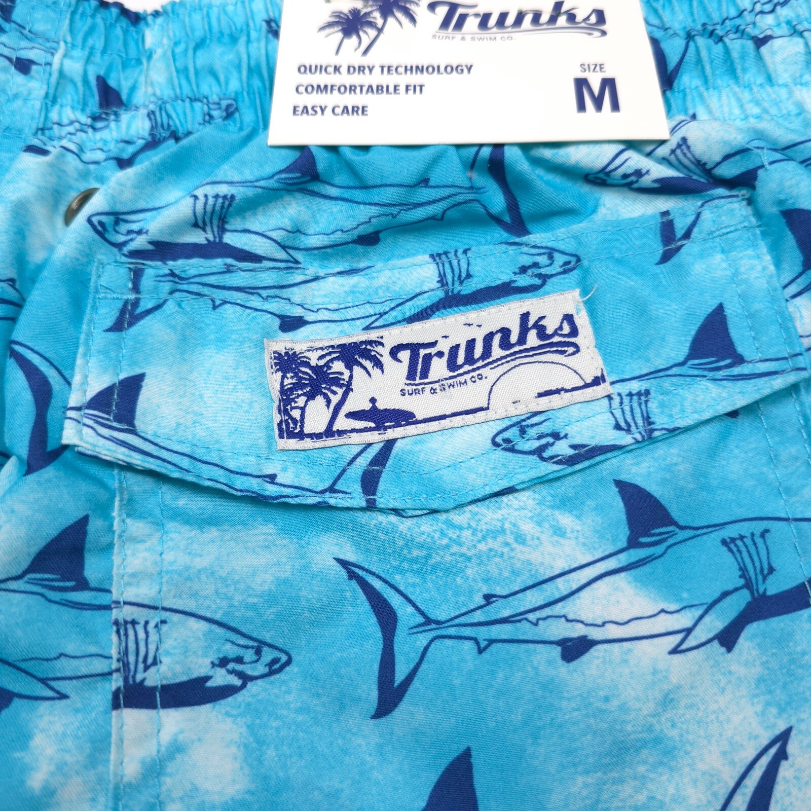 Surf & Swim Co Trunks Shorts Mens Medium School Of Sharks Blue NWT