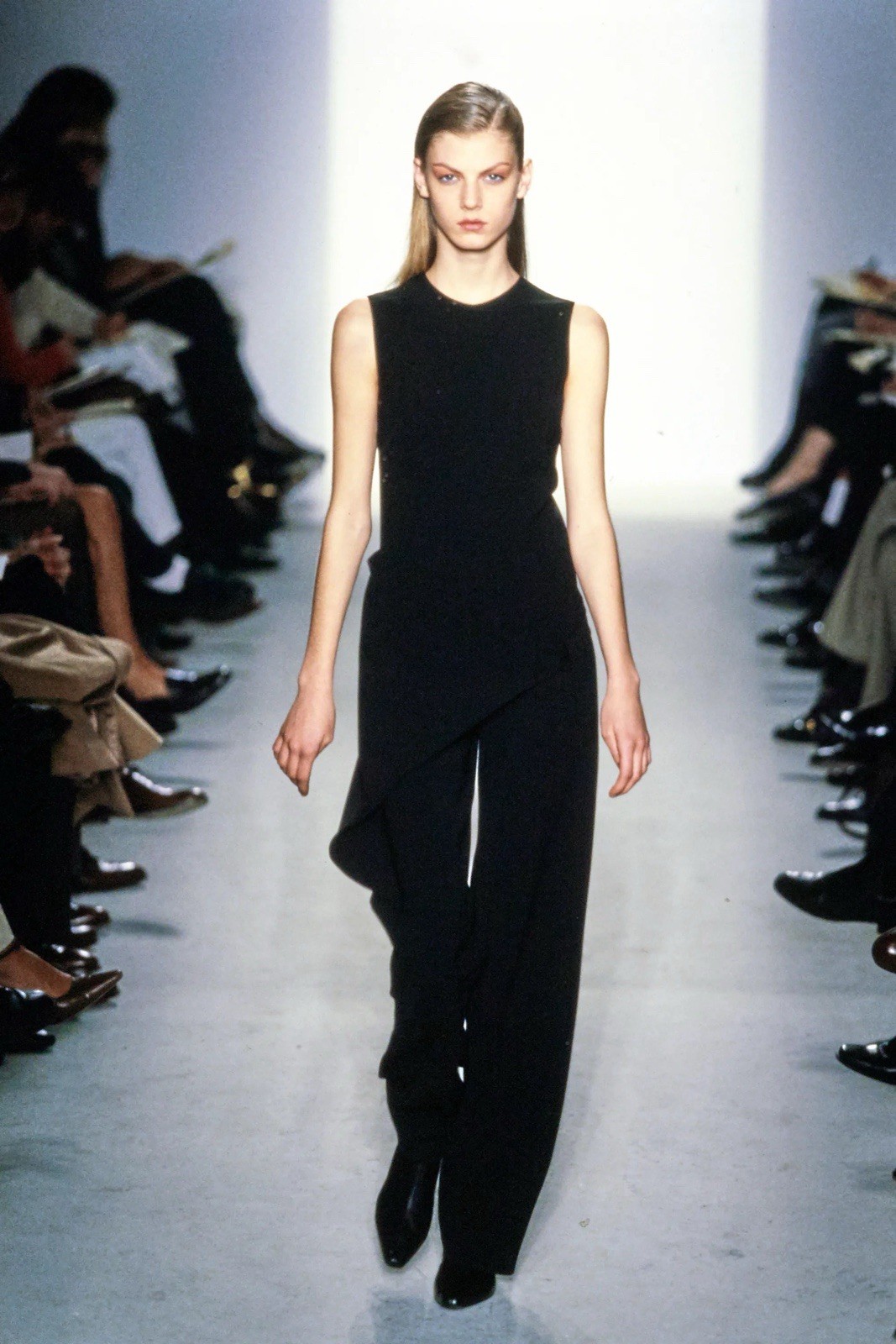Calvin Klein Collection Fall 1997 Black Wool Jumpsuit 8 Vintage Runway Archive