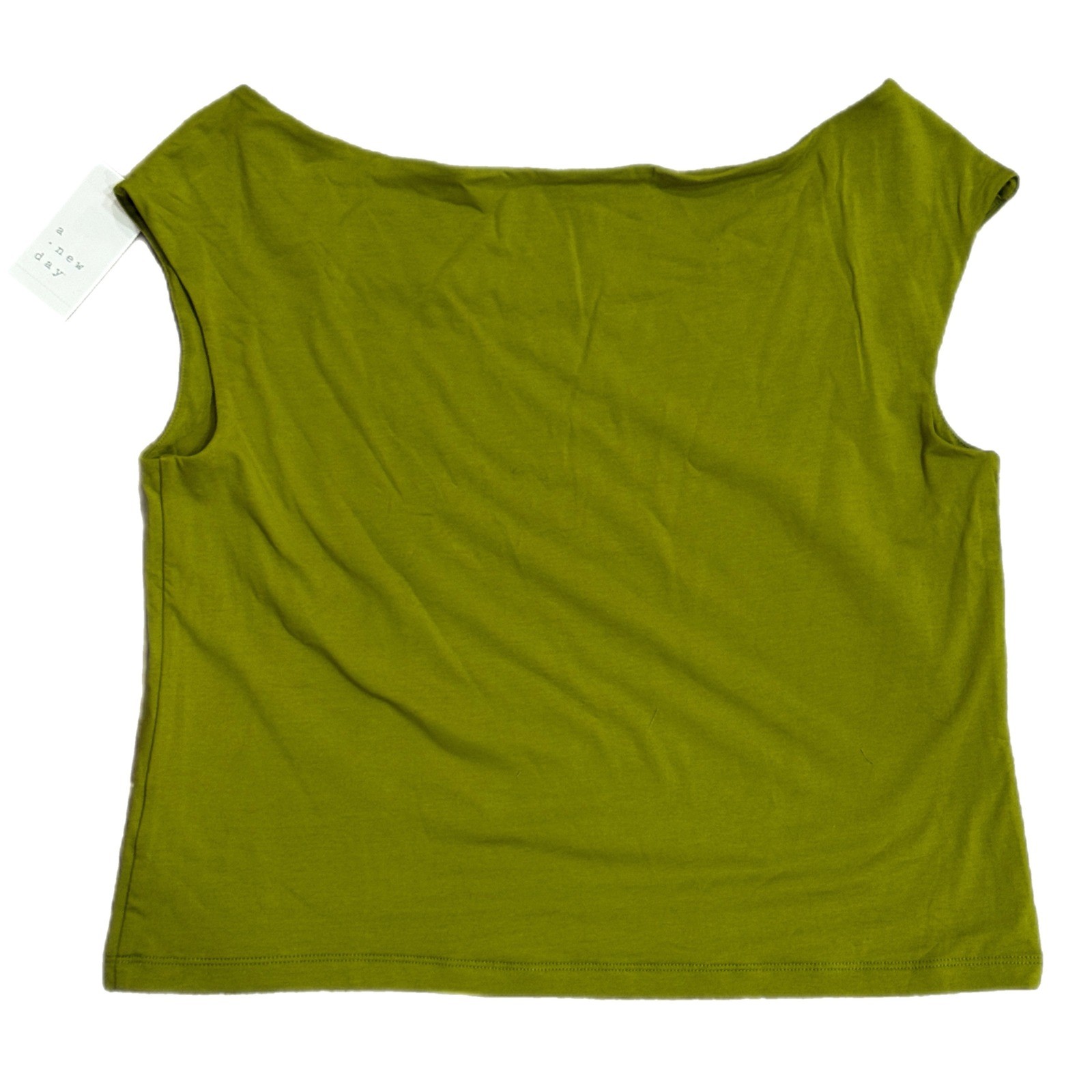A New Day Boat Neck Cap Sleeve T-Shirt Chartreuse Green Womens Large Brand New