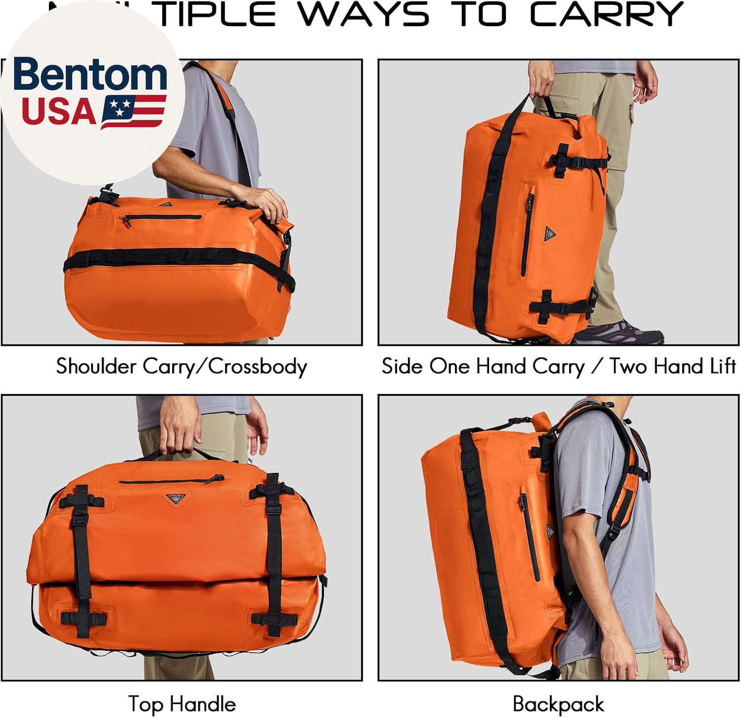 Large Waterproof Duffel Backpack Roll-Top Heavy Duty Dry Duffle Bag for Boating,