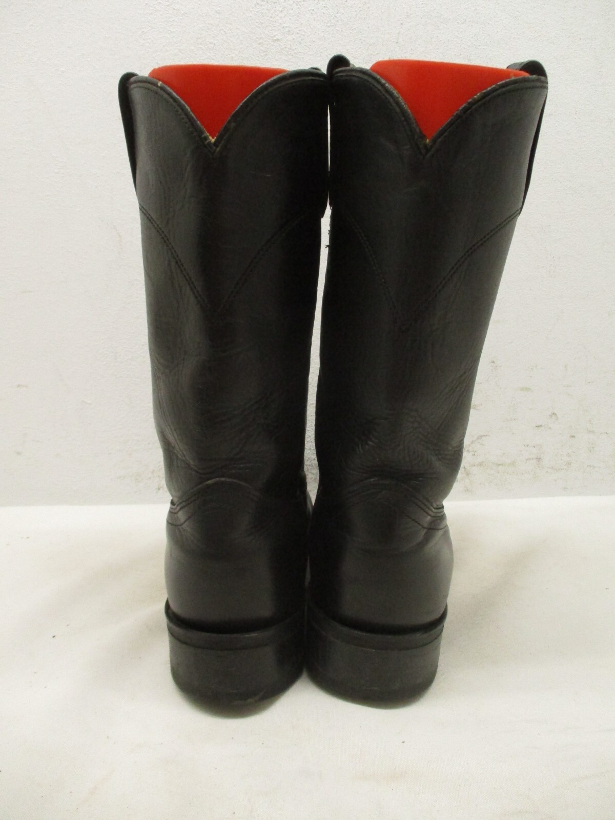 Acme Mens Black Leather Roper Style 15710 Cowboy Western Boots Size 7 D USA