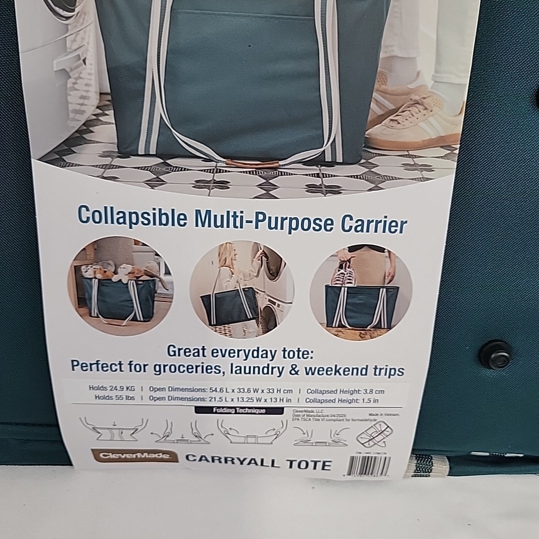 Clevermade Carryall Tote Space Saving Basket Holds Up To 55lbs 2 Pack