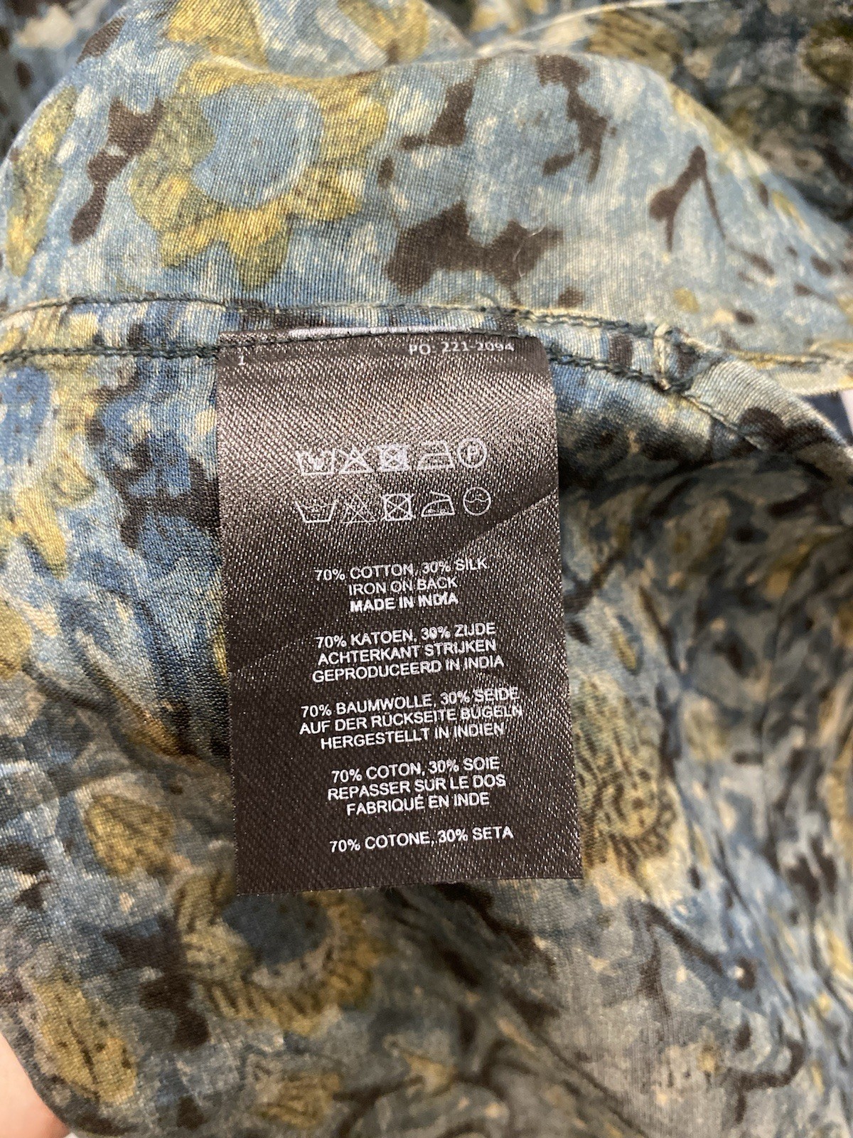Dries Van Noten High Summer 2022 Block Print Shirt Size 52 Cotton Silk India