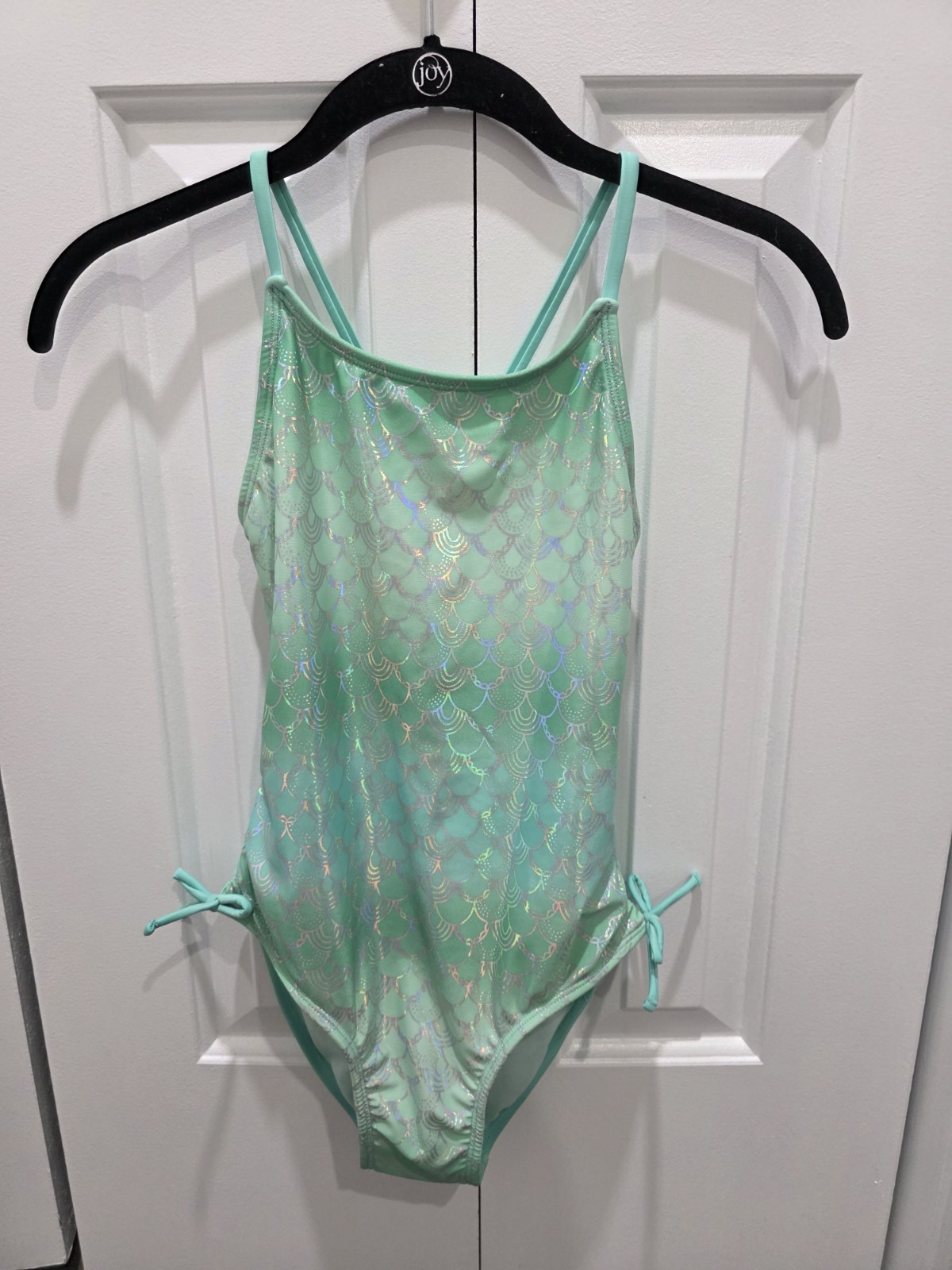 Cat & Jack Girls One-Piece Swimsuit Green Mermaid Scale Print Size L (10/12)