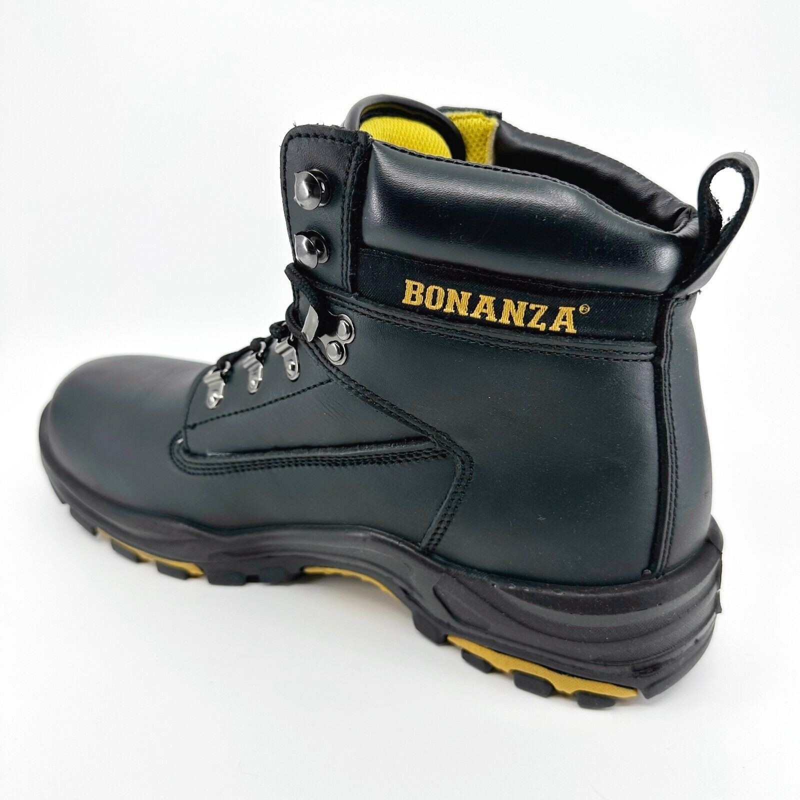 Bonanza Pro Mens Black 6″ PU Injected Full Grain Leather Soft Toe Work Boots