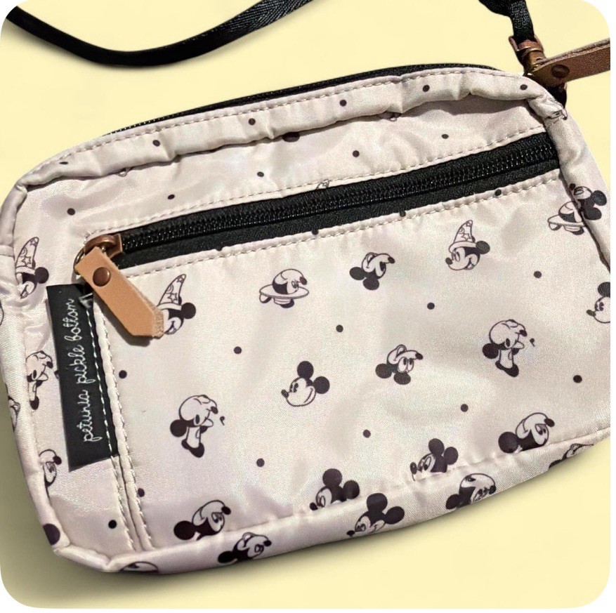 Petunia Pickle Bottom Disney Mickey Mouse Small Crossbody Zip Pockets Beige