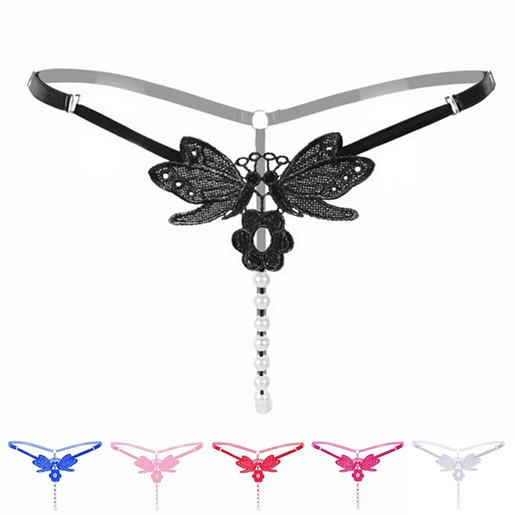☆USA☆ Sexy Women Crotchles Panty Lace Pearl Thong G-string Lingerie Underwear