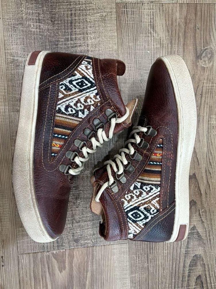 Inkkas Brown Leather Boots Womens Size 7 EUR 38 Peruvian Aztec Festival High Top