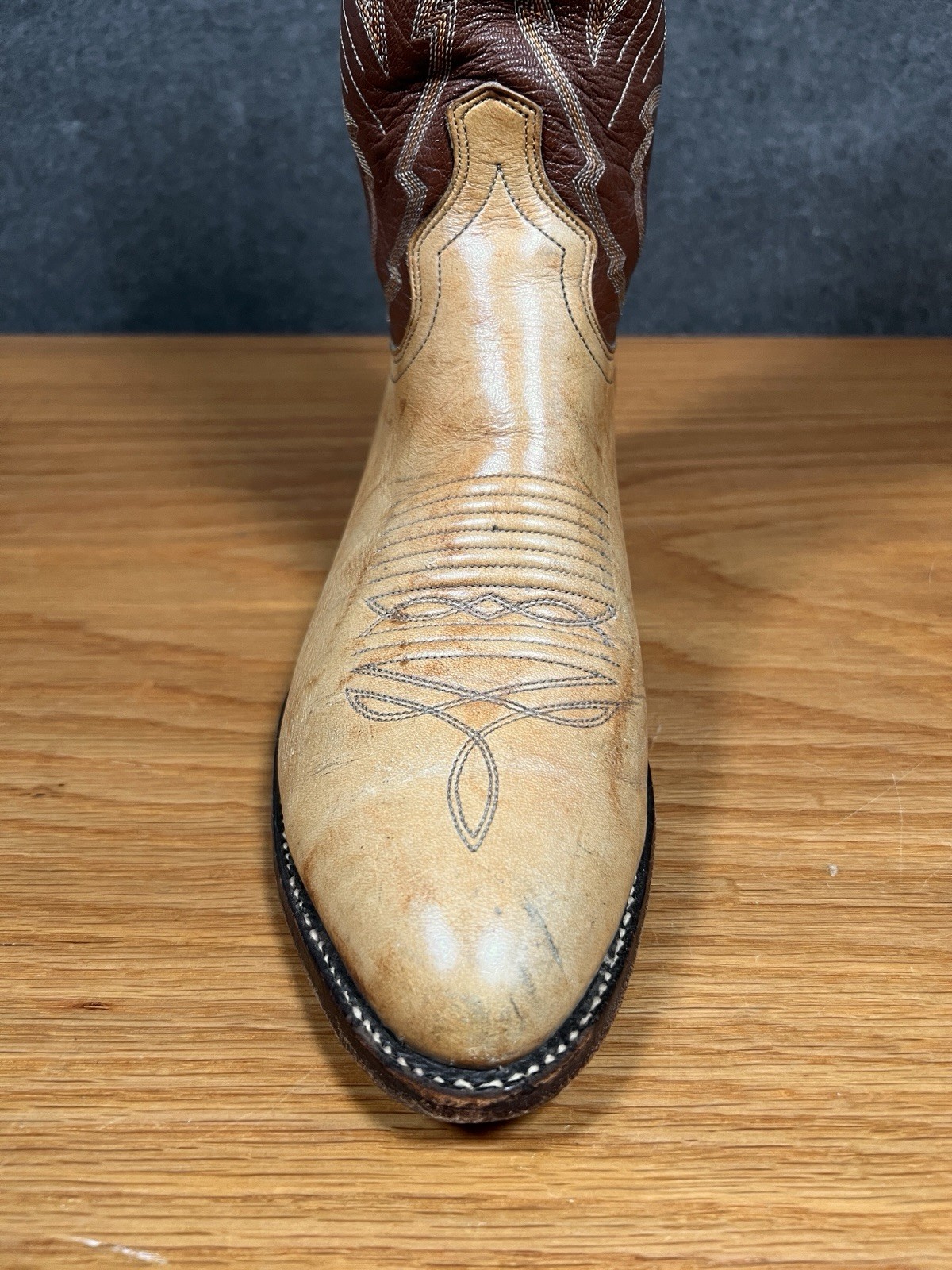 J Chisholm Boots Men’s Handcrafted Western Leather Size 9D Tan