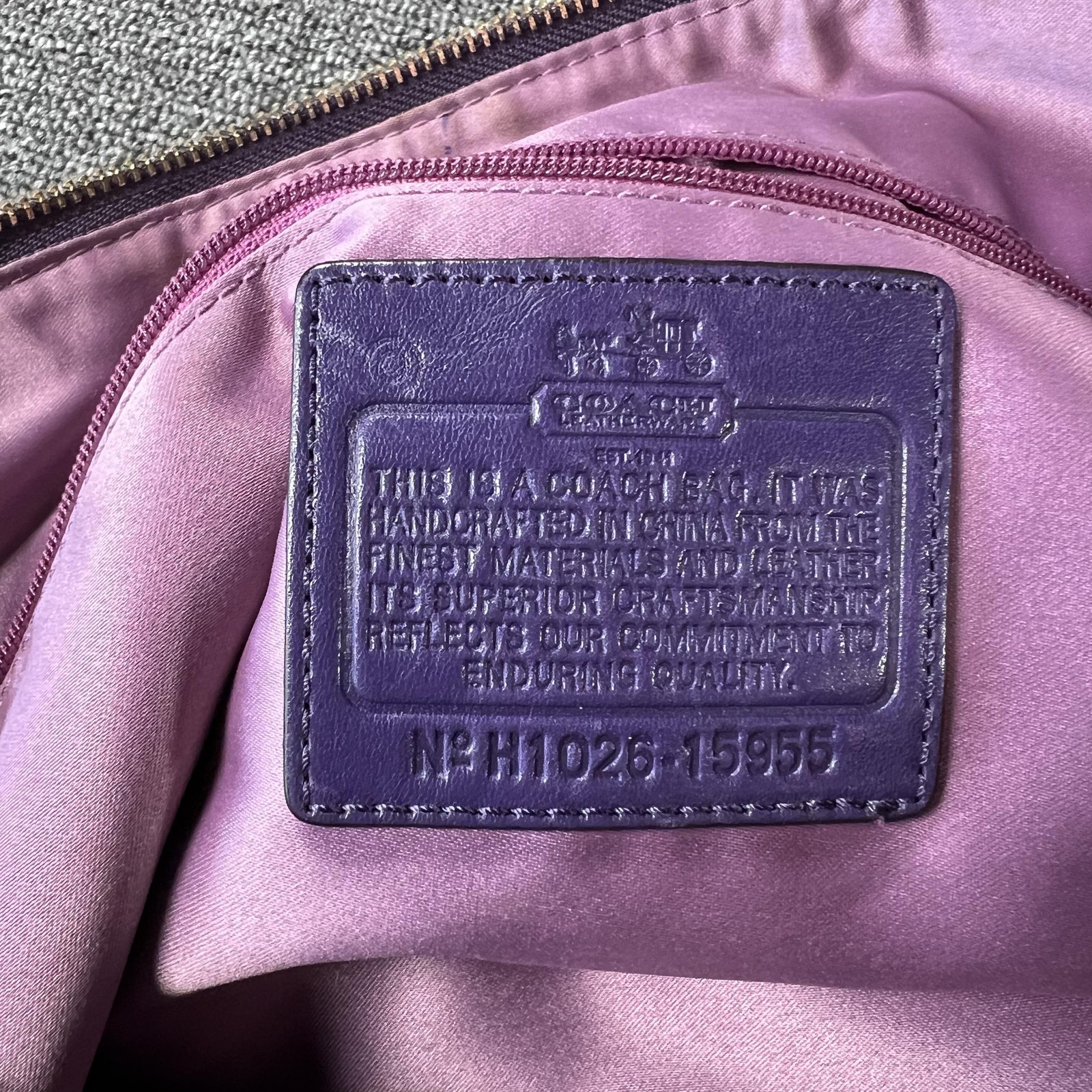 Coach Satchel Bag Womens Purple Leather Madison Sophia Top Handle Zip
