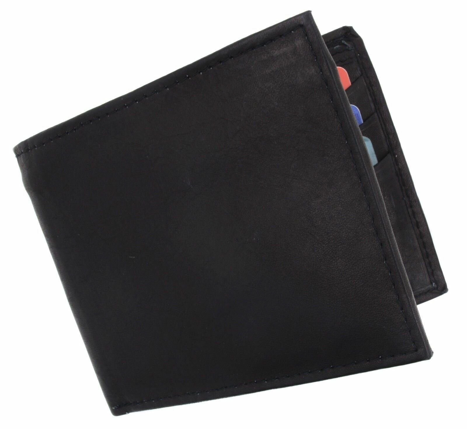 Leather Double Bill BiFold 6 Credit Card Black Men’s Wallet Marshal