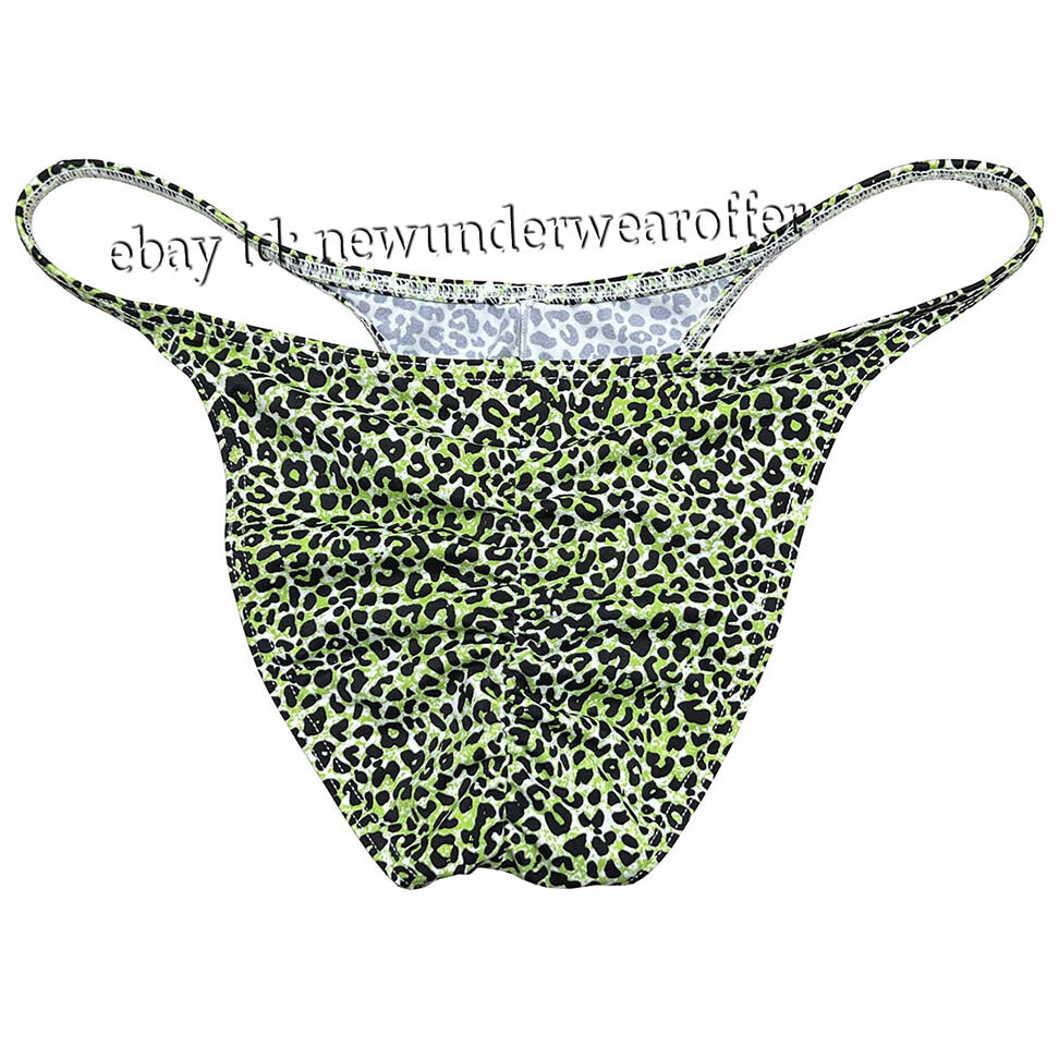 Men Leopard Bikini Briefs Underwear Bulge Pouch Panties Ruched Back Hipster Pant