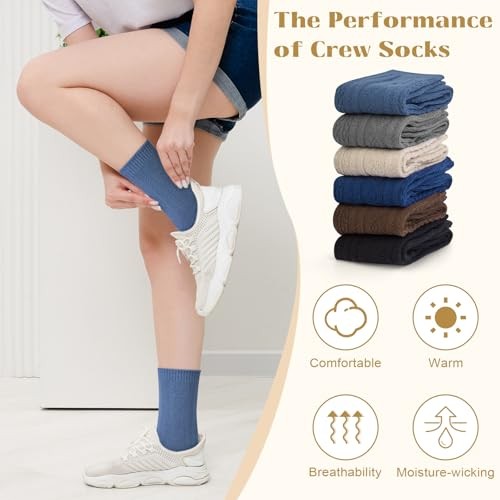 Crew Socks One Size Black Navy Blue Dark Brown Dark Gray Light Khaki Dark Blue