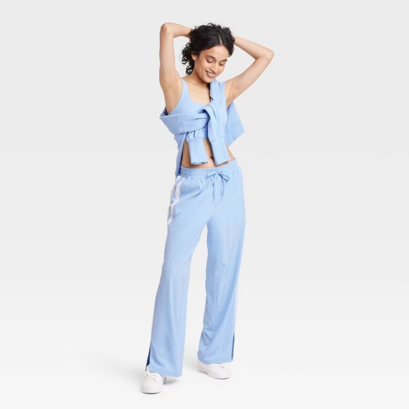 JoyLab Women’s Piped Mid Rise Pull On Track Pants Blue Size XL