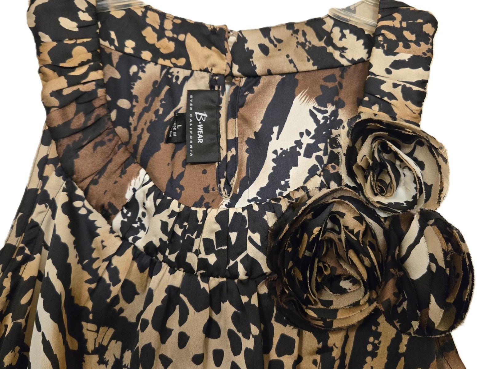 NWT B Wear Embellished Leopard Animal Print Brown Black Blouse – Women’s Size L
