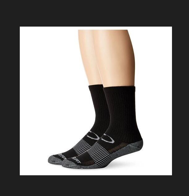 Copper Fit Copper Infused Crew Socks 2 Pair S/M Size Men 5-9 Women 6-10 Black