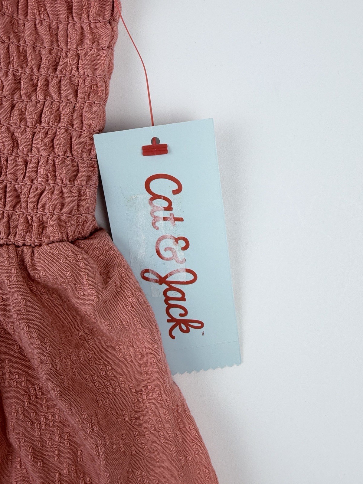 Cat & Jack Girl’s Dusty Coral Short Sleeve Smocked Woven Dress Size LARGE(10/12)