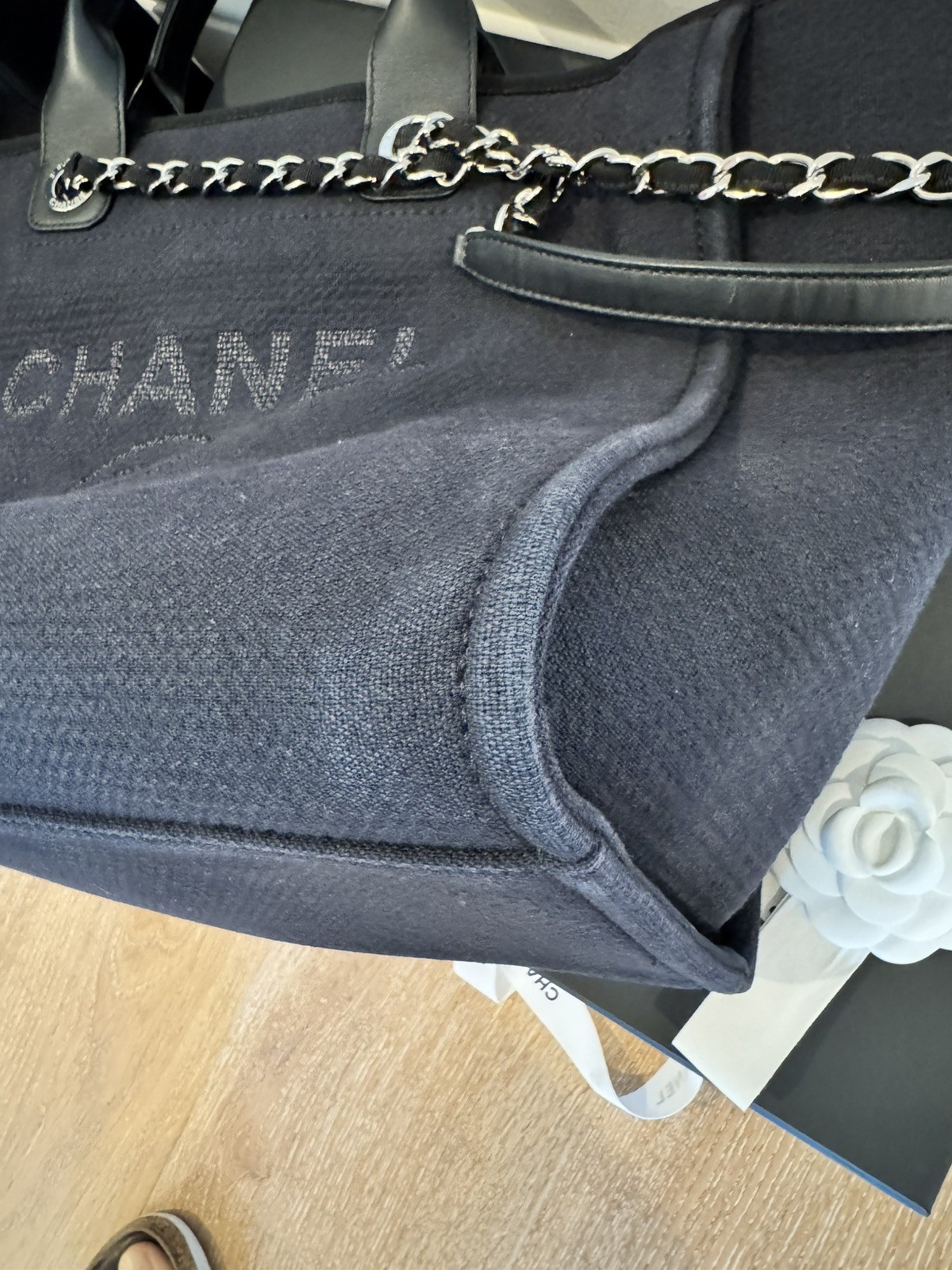 Chanel Deauville Tote Canvas Medium Black