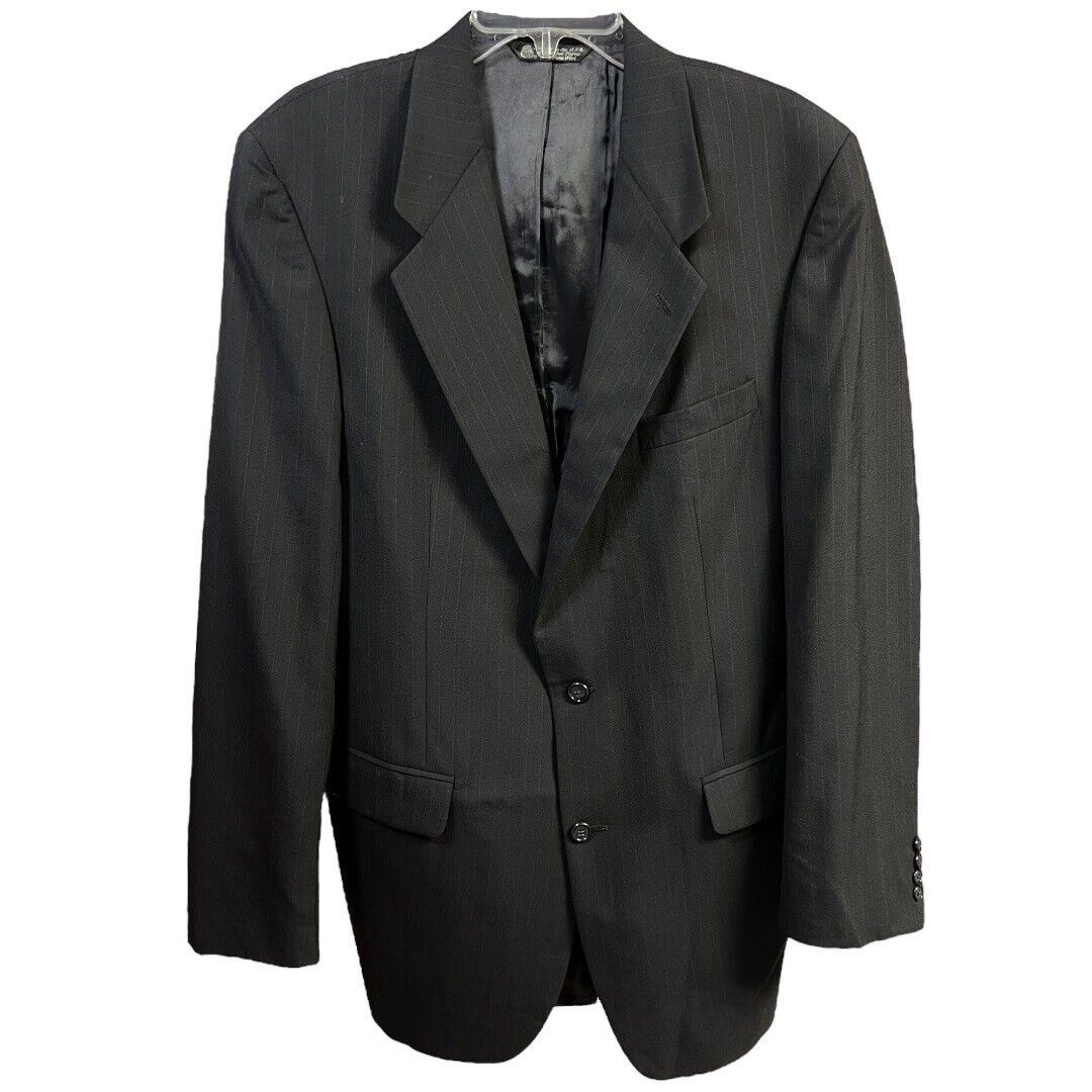 Jack Henry Jacket Navy Blue Pinstripe 2 Button Notch Blazer Classic USA Preppy