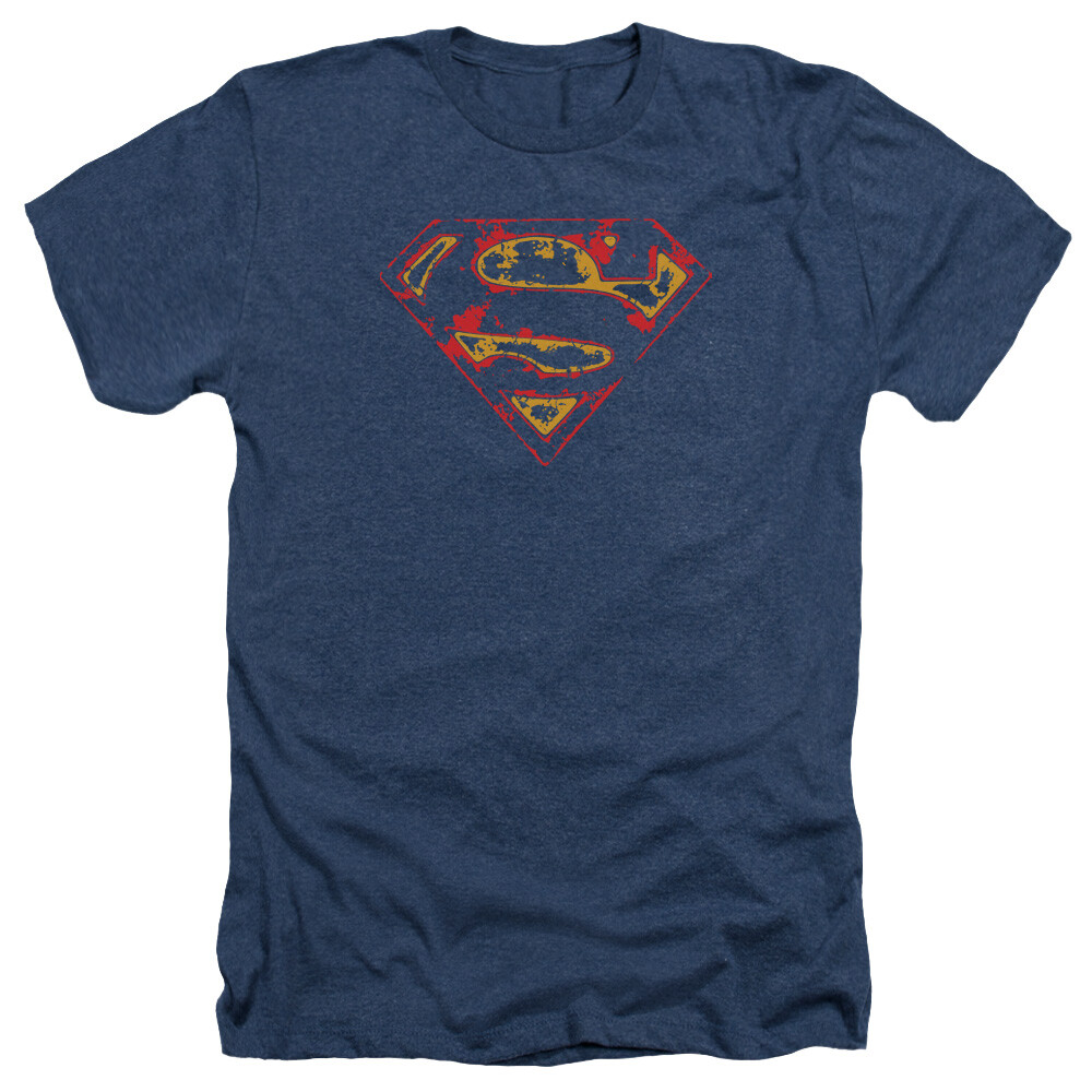 SUPERMAN SUPER DISTRESSED Licensed Adult Men’s Heather Tee Shirt SM-3XL