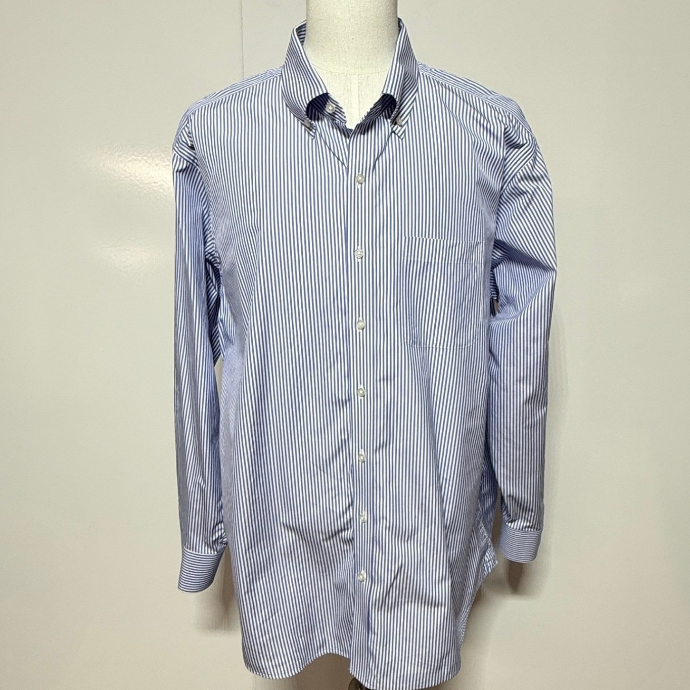 Proper Cloth Dress Shirt Mens 19.5 3X Blue White Striped Button Down Broadcloth