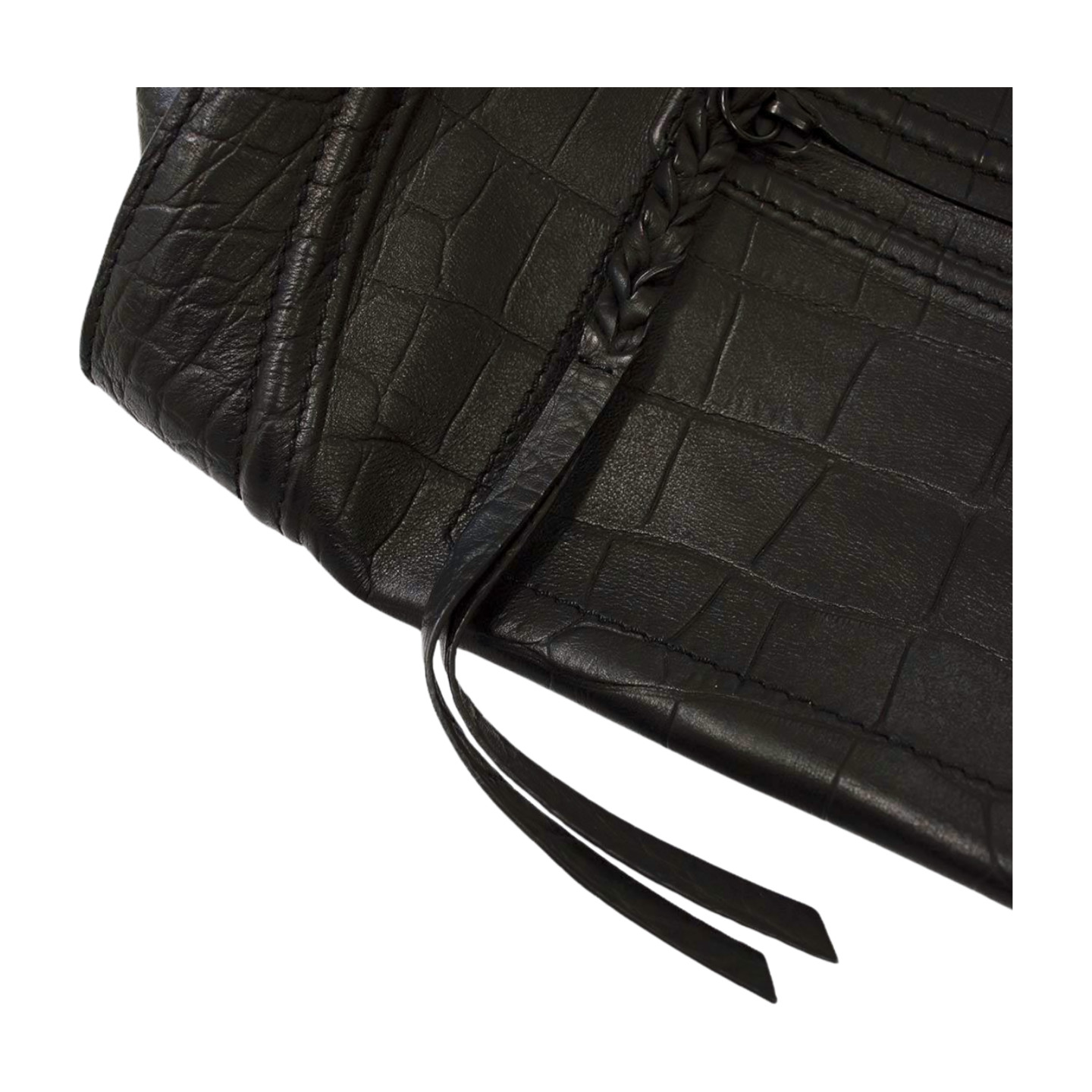 Croc CELINE Luggage Phantom Black Leather Tote Bag Handbag Medium Auth Japan