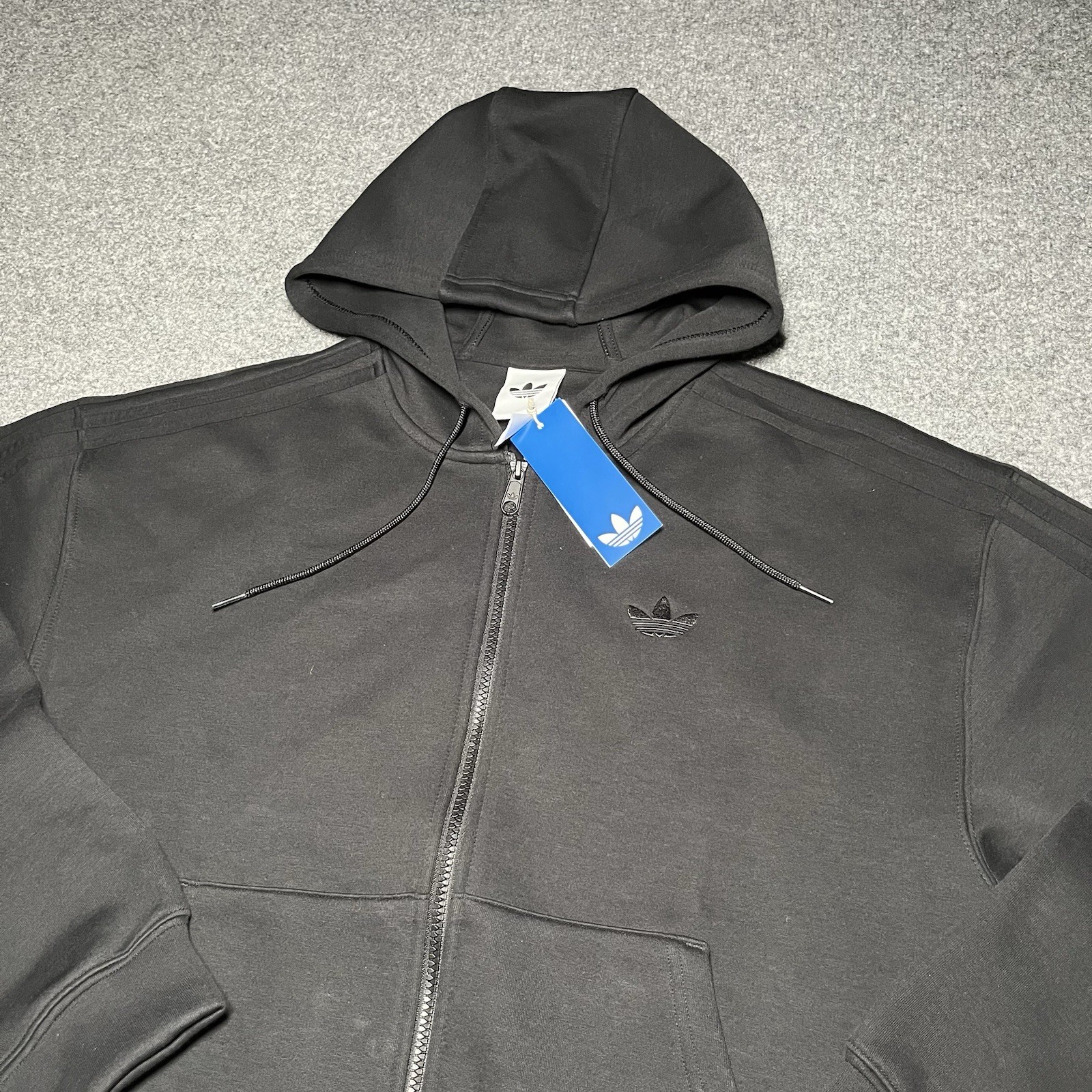 Adidas Spacer Hoodie Mens Medium Stripes Full Zip Trefoil Logo Track Top KD8298