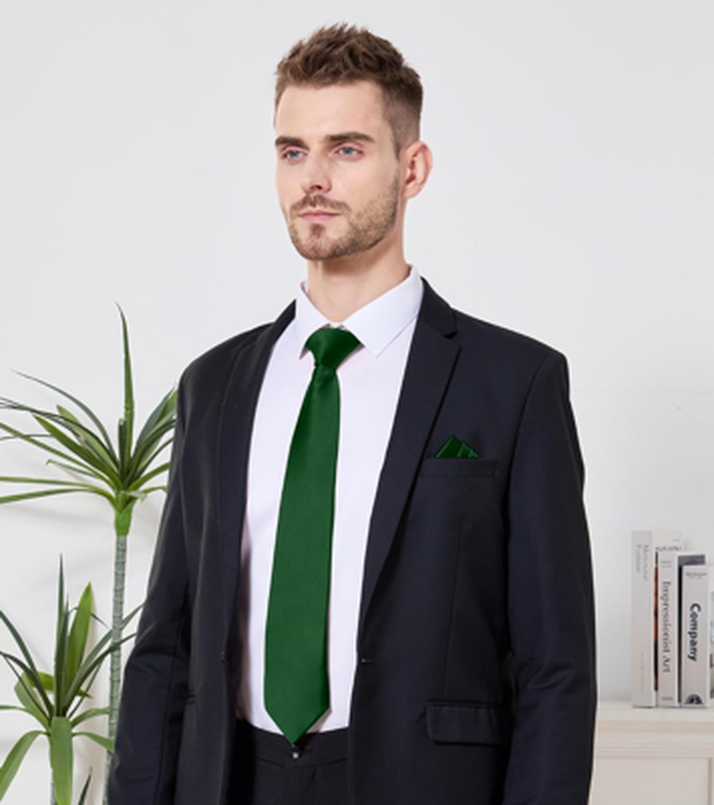 Men’s Tie Set Solid Microfiber 8CM Classic Formal Necktie Pocket Square