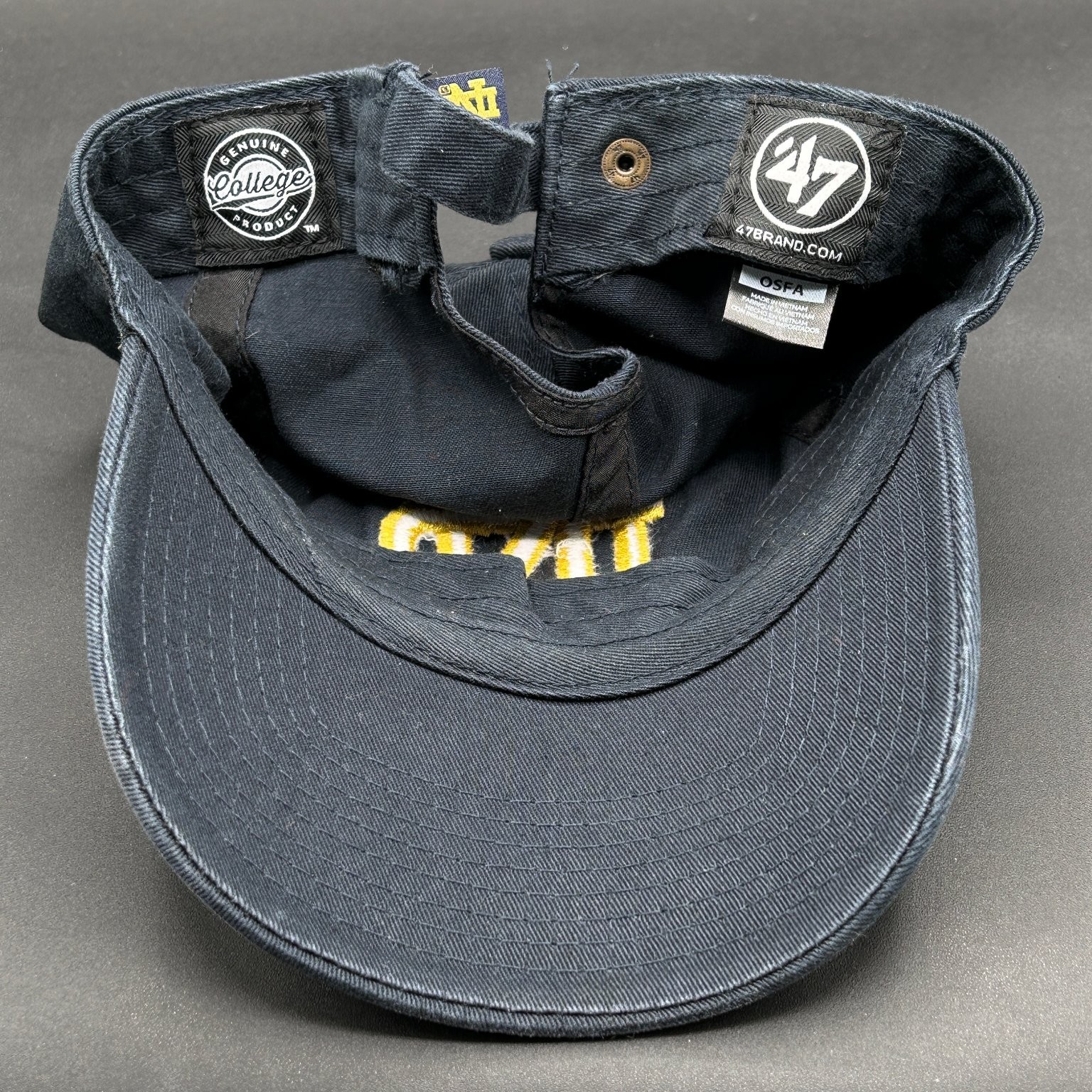 Notre Dame Hat 47 Brand Clean Up Men’s OSFA Navy Yellow Logo
