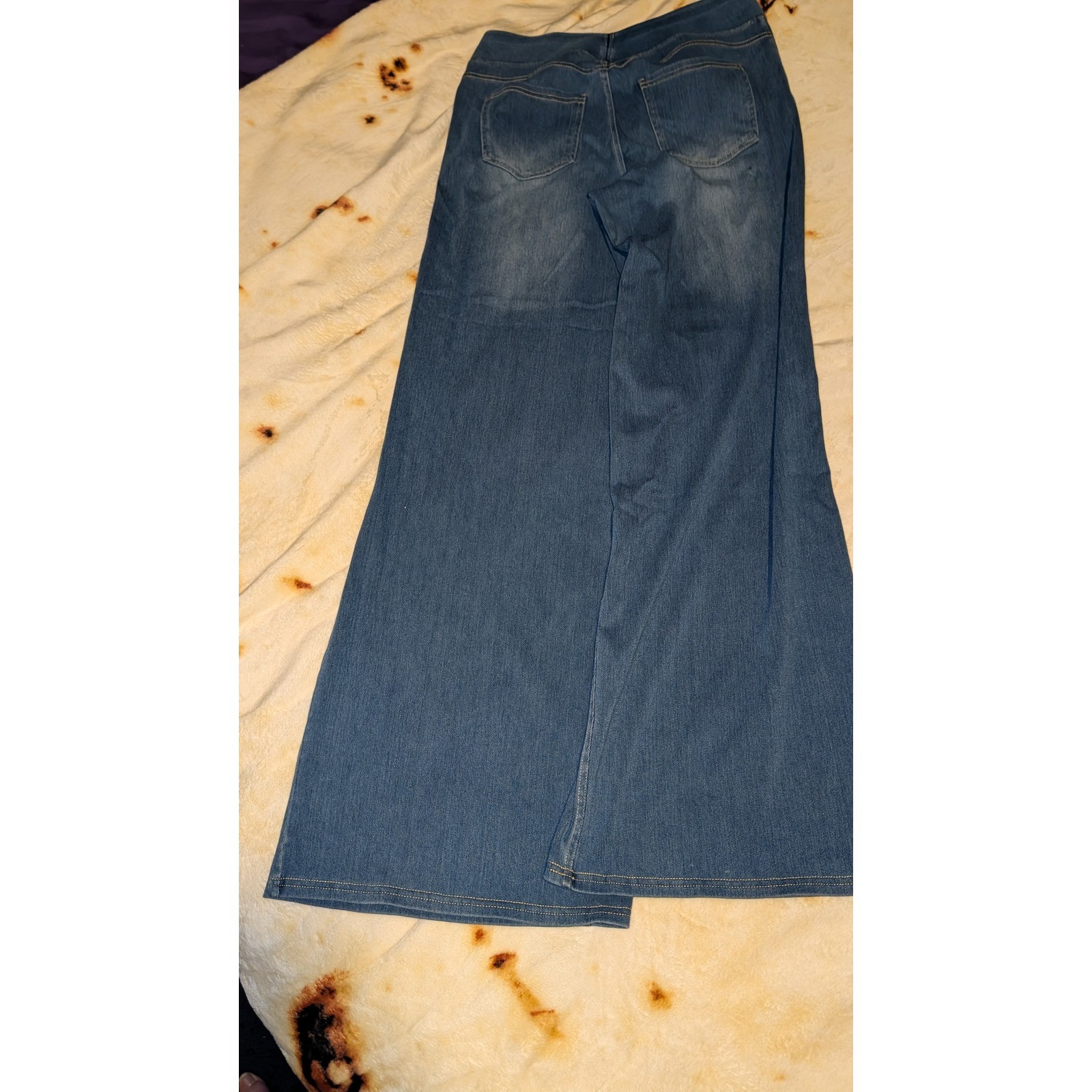 Halara Womens Wide Leg Denim Pants Medium Wash Pull On High Rise Tall Size M
