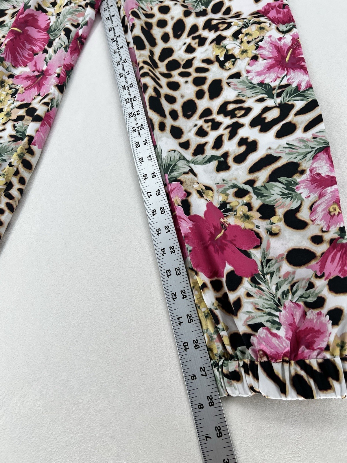 Boston Proper Floral Animal Print Jogger Pants Elastic Waist Polyester