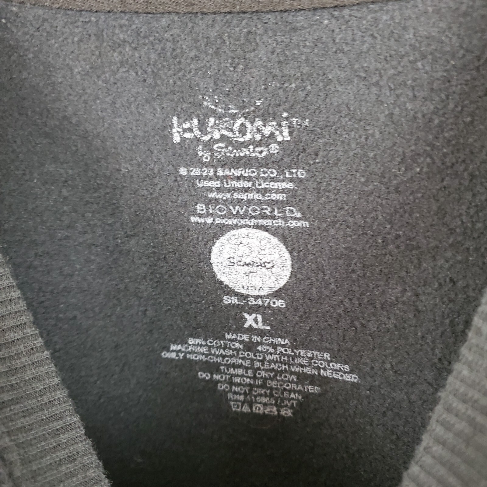 Kuromi Sweatshirt Womens Extra Large Black Crew Neck Long Sleeve Graphic Stretch