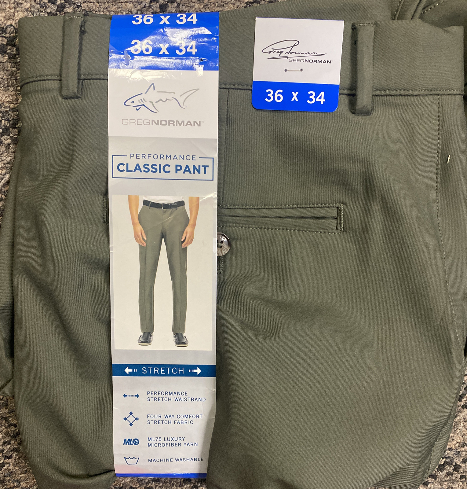 GREG NORMAN PERFORMANCE STRETCH CLASSIC PANT (VARIOUS)GREEN.BLACK.GRAY.BLUE NWT
